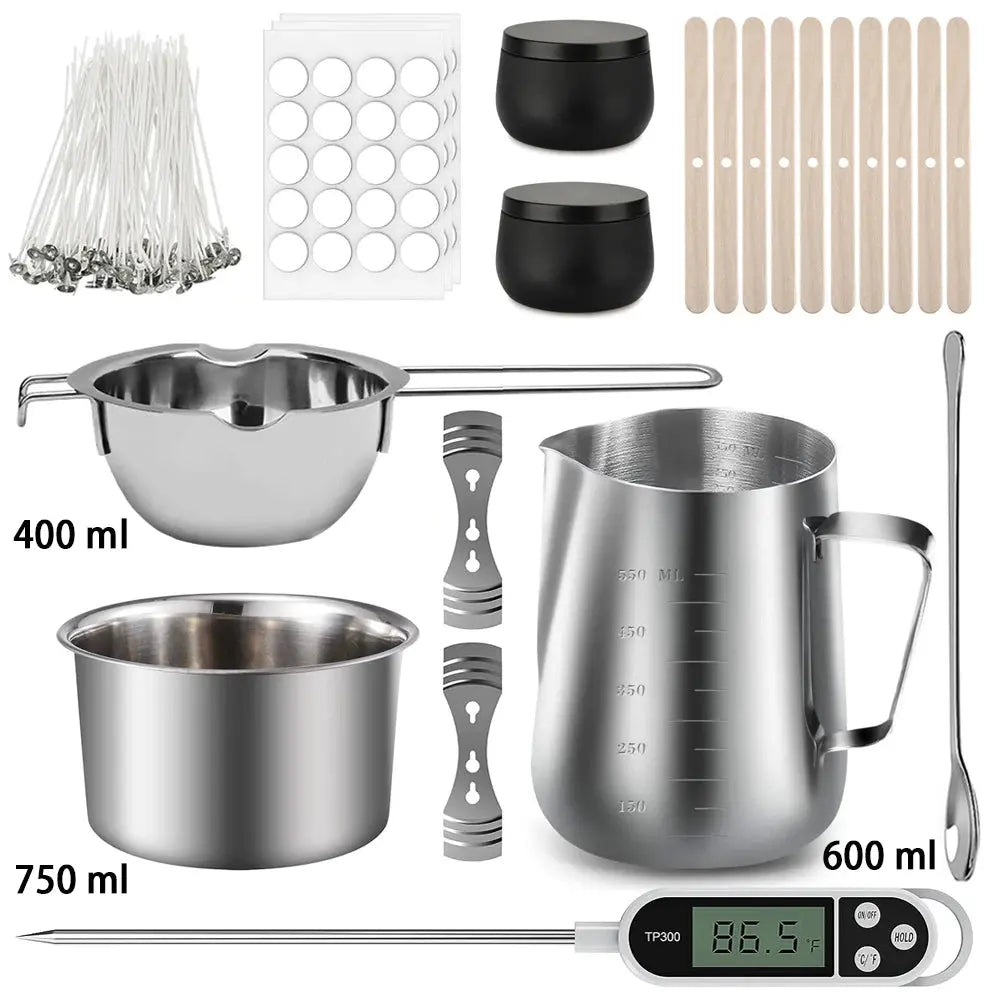 Complete DIY Candle Kit Aromatic Candles Making Tool Set Sticker Stainless Steel Wax Melting Pot Candle Making Supplies