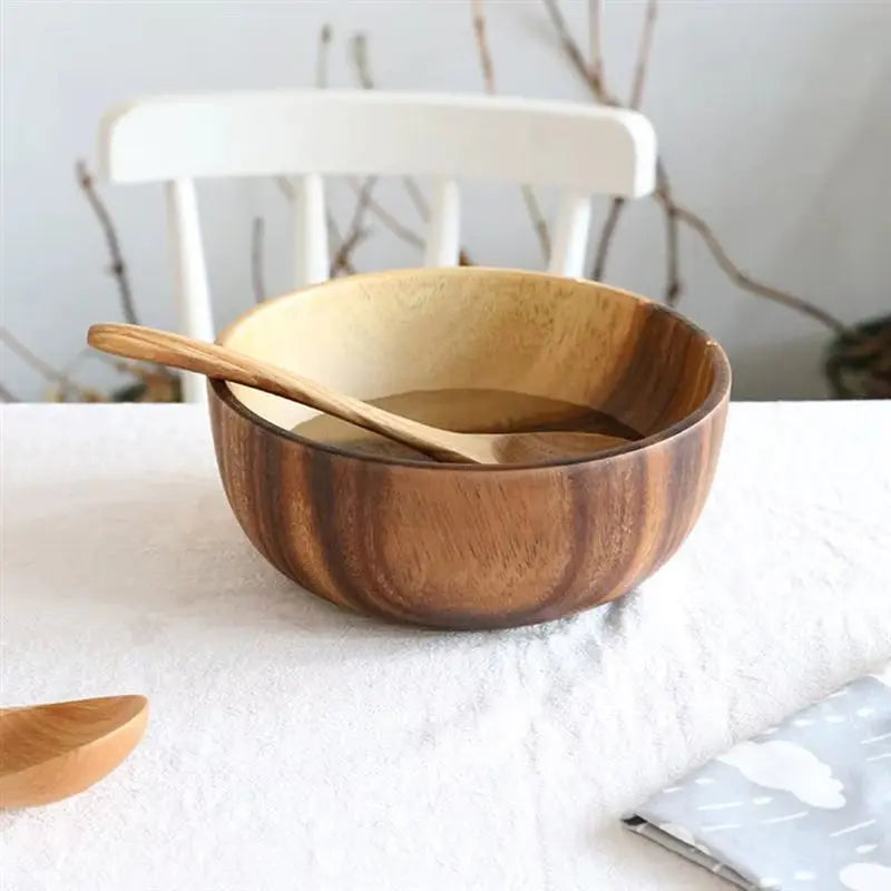 Salad Bowl Fruit Decoration Practical Wooden Household Kitchen Bowl Cutlery Basin Fruit Bowl Salad Bowl Storage Wholesale