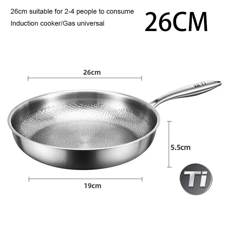 26/28/30Cm German Pure Titanium Frying Pan Non-Stick Frying Pan Uncoated Fish Scale Hammer Pattern Titanium Alloy Cookware