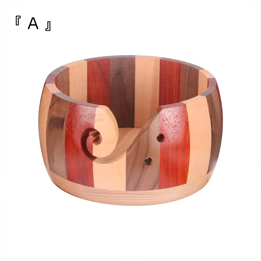 Wooden Yarn Bowl Knitting Yarn Bowls with Holes Crochet Bowl Holder Handmade Yarn Storage Bowl for DIY Knitting Crocheting
