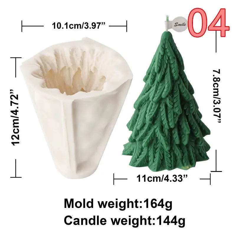 Christmas Tree Candle Mold Pine Cone Small and Large Pillar Taper Silicone Resin Mould Dinner Home Decor Gifts Wax