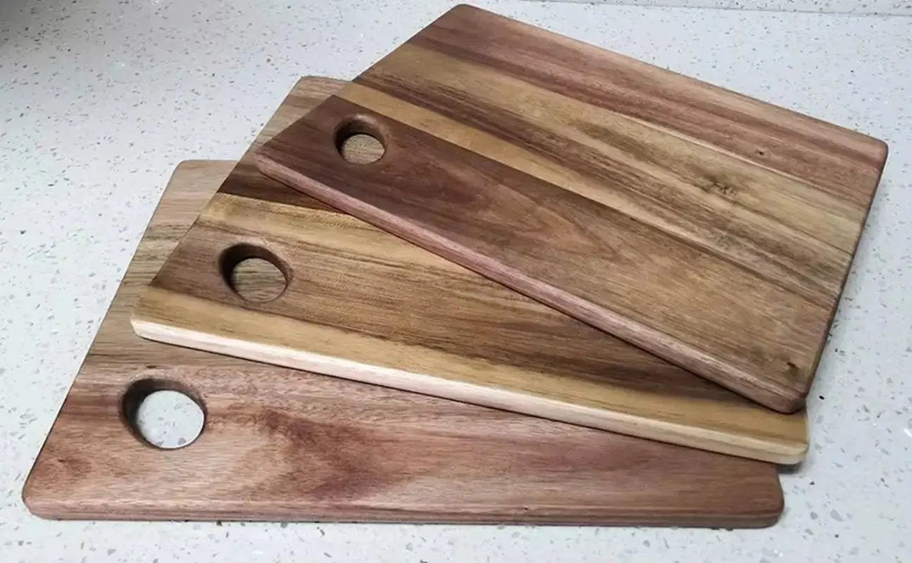 High Quality Acacia Wood Cutting Board ,Practical Double-Sided Wooden Cutting Board, Regular Bread Board with Oval Handle
