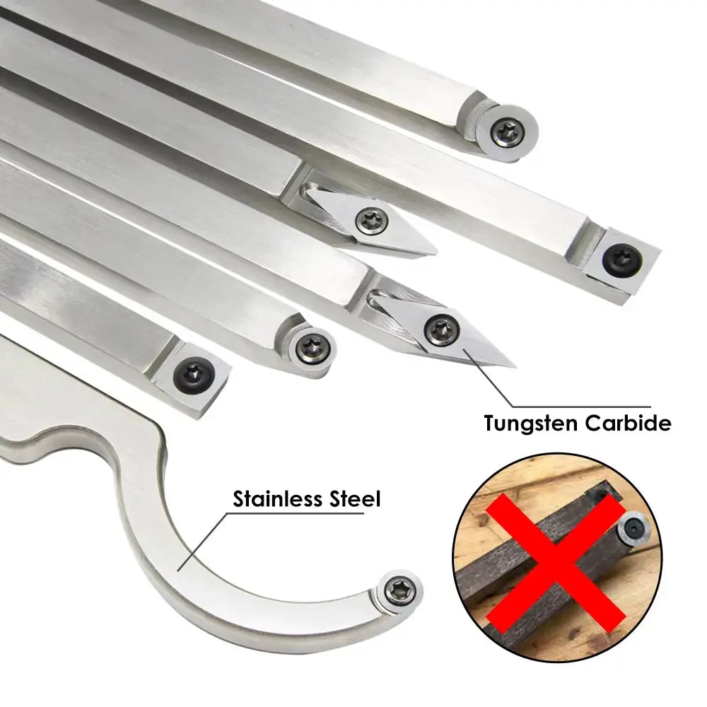 Carbide Insert Cutter Woodturning Tool Swan Neck Wood Turning Chisel Blade & Aluminum Handle for Woodworking Lathe Machine