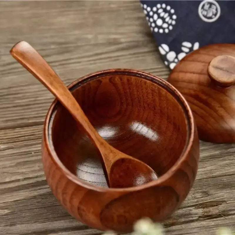 Wooden Salt Shaker Vintage Seasoning Jar with Lid Household Salt Cellar Sugar Spice Jar Chili Seasoning Container Jars Salt Box