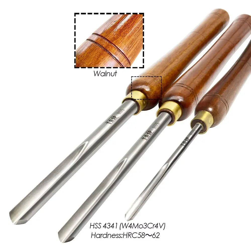 HSS Wood Turning Chisel Spindle Bowl Gouge Woodturning Tools Lathe Accessories with Walnut Handle for Woodworking Hobbies