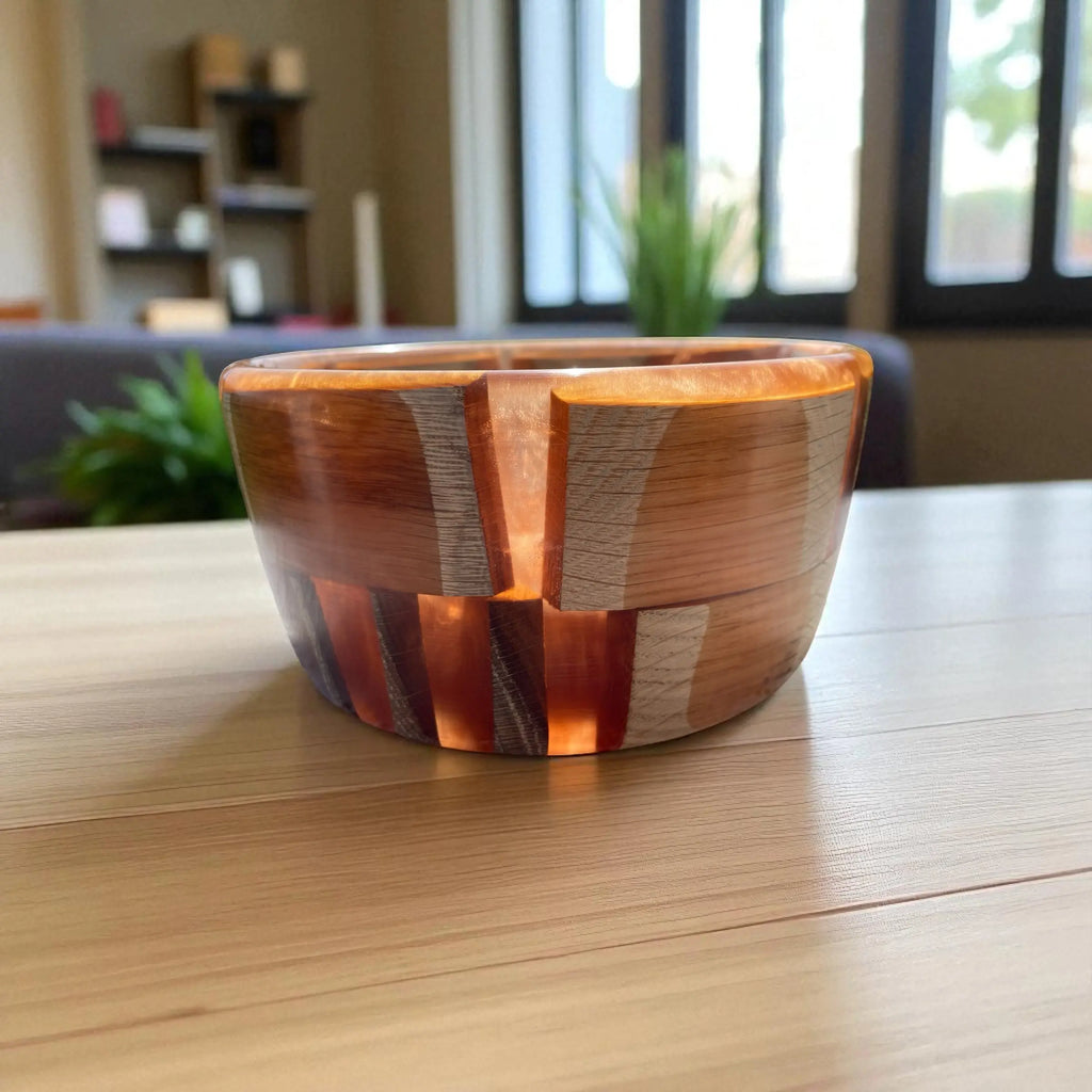 Håndlaget bolle i epoxy og eik – Kobber / Grønn-blå Epoxy-Crafts