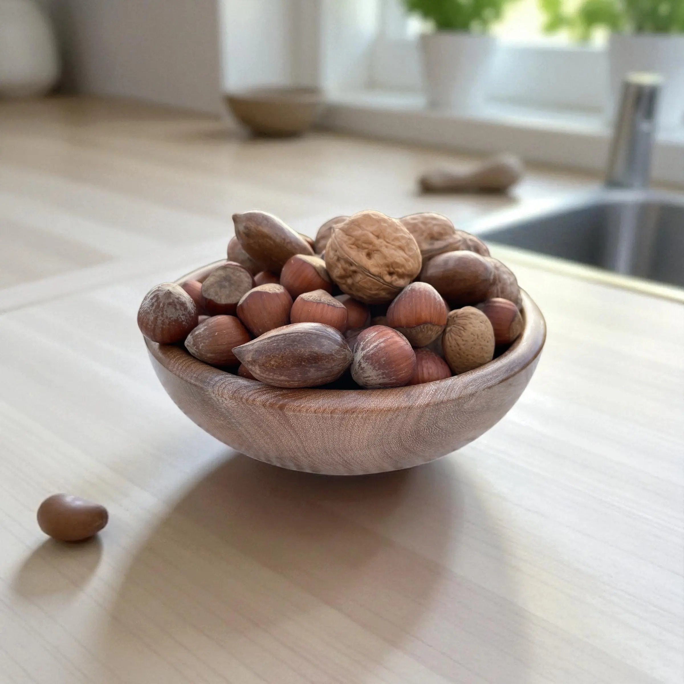 🪵 Hånddreid Bolle i Naturlig Tre – Ø 17 cm Epoxy-Crafts