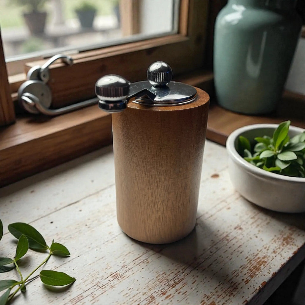 Rund pepperkvern i tre – Elegant krydderkvern med naturlig finish (Kopi) Epoxy-Crafts