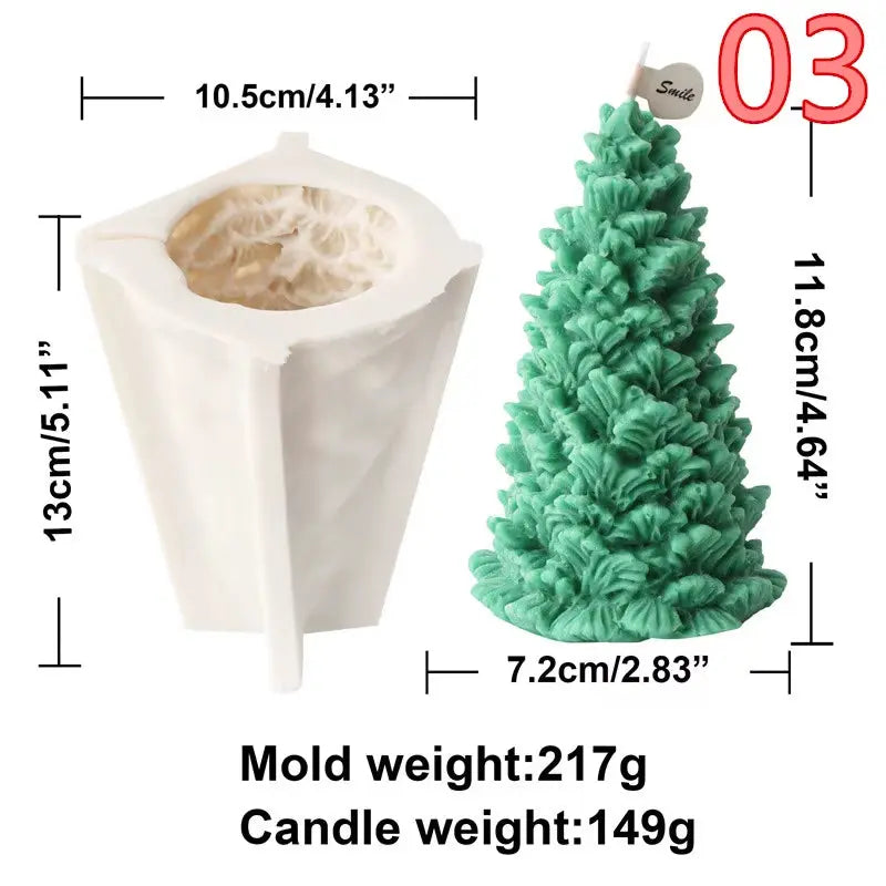 Christmas Tree Candle Mold Pine Cone Small and Large Pillar Taper Silicone Resin Mould Dinner Home Decor Gifts Wax