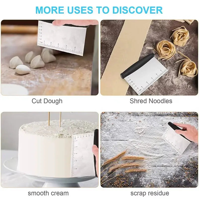 Multi-Purpose Dough Cutter Bench Scraper Stainless Steel Dough Pastry Bench Cutter Scraper for Bread Pizza JT138