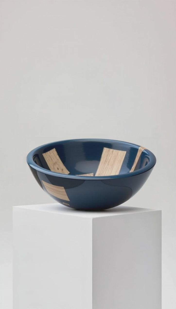 Håndlaget bolle i sort epoxy og eik – Moderne eleganse med naturlig sjel